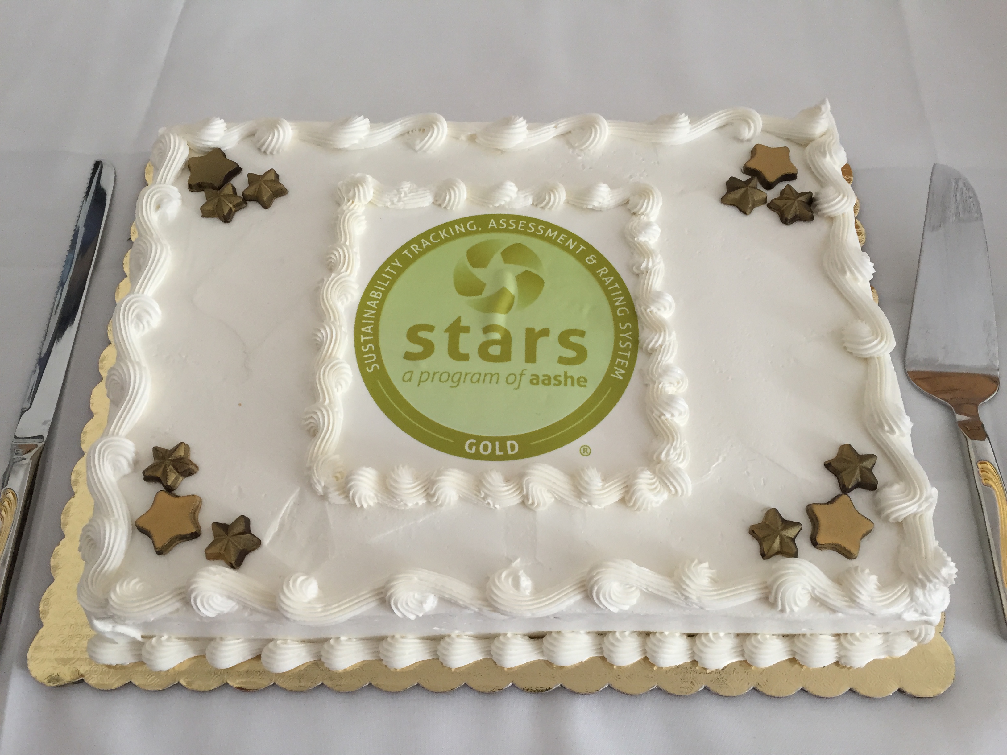 Gold STARS Rating custom cake.